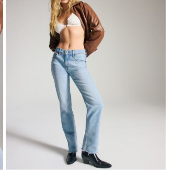 Abercrombie Vintage Comfort Stretch  Low Rise Baggy Jean Raw Hem Size 26 - Picture 3 of 10